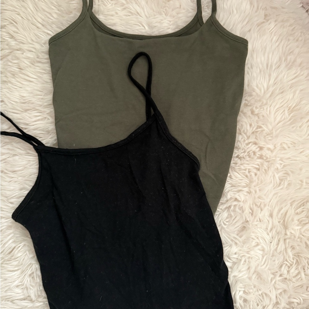 Basic Black and Olive Green Tank Tops